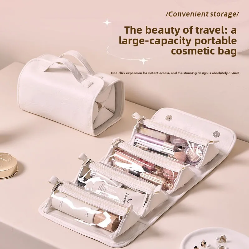 Detachable Four in One Large Capacity Cosmetic Bag Portable Travel Toiletry Organizer for Daily Makeup Sundries Sorting Storage