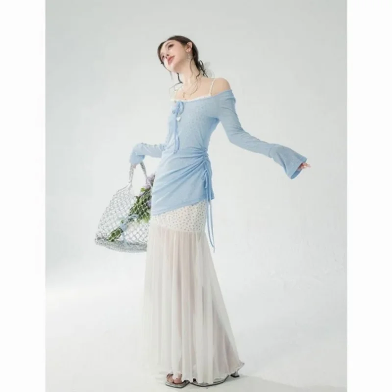 

Purely alluring, waist-cinching, slimming, sweet mesh floral camisole dress with a cover-up top, two-piece set for women in summ