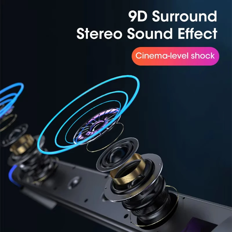Wireless Bluetooth Computer Speaker Bar with 4D Surround Sound Subwoofer for MacBook and Laptop Music Playback