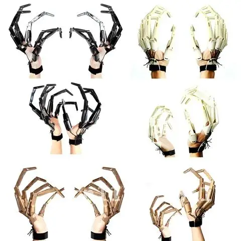 Flexible Joint Articulated Fingers Skeleton Skull Hand Fingers Gloves Halloween Party Cosplay Gear Dress Up Props Decorations