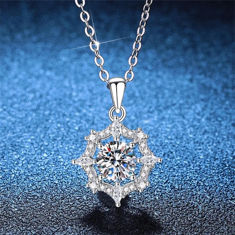 ZFSILVER Trendy Fashion Fresh s925 Silver Color D White Moissanite Dream Catcher Necklace Charms Women Party Jewelry Gifts XL380 4