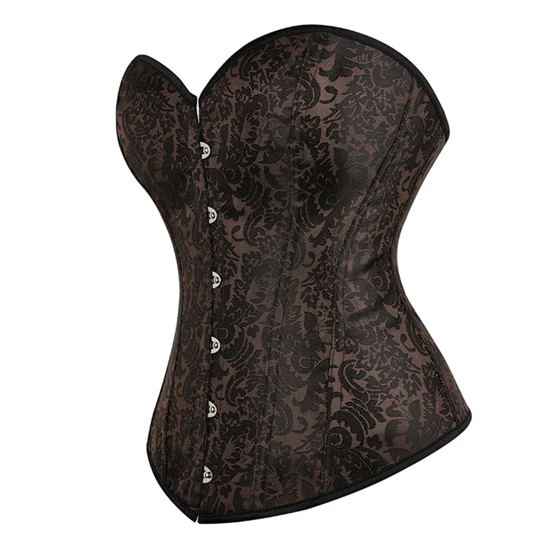 Corset Top Renaissance Medieval Corsets for Women Cosplay Deep Brown Overbust Vintage Bustier Lace Up