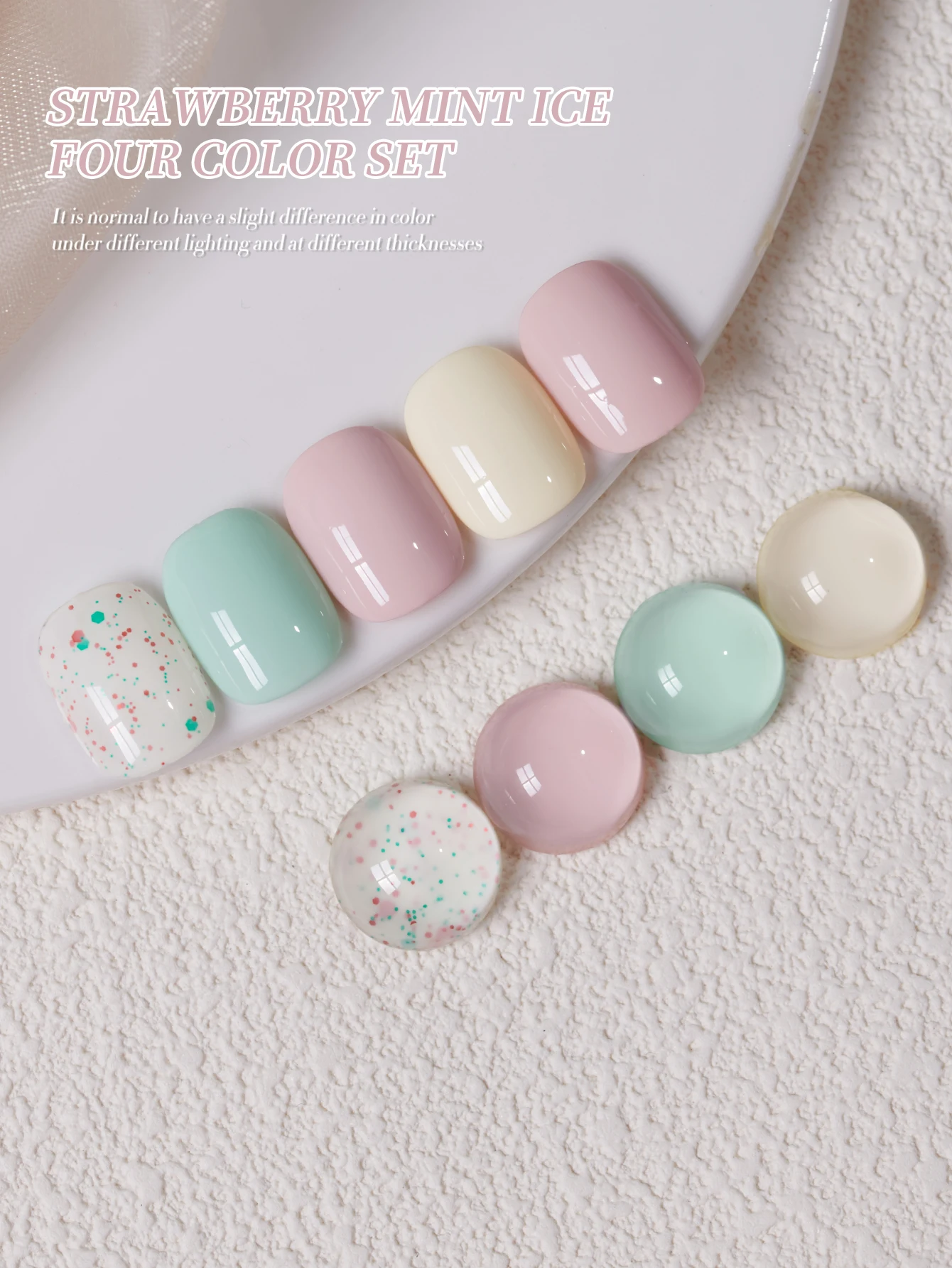 4 ชิ้น 4 สี --- สตรอเบอร์รี่ Mint Ice เล็บชุดเล็บเจลเลื่อมเล็บครีมกาว Glossy Gloss Salon เล็บ