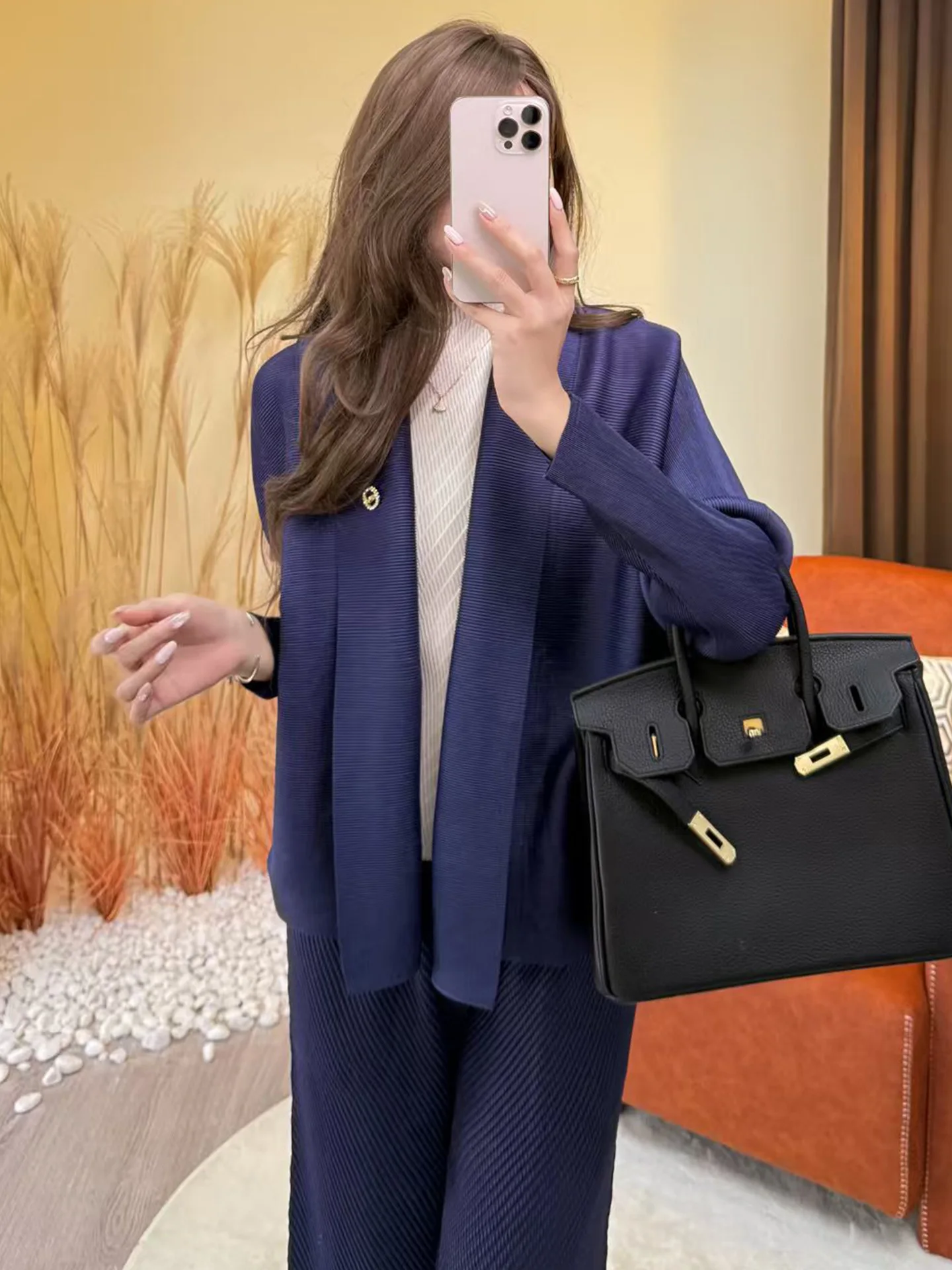 

Miyake Fold 2025 осенне-зимнее новое пальто, свободное пальто с рукавами «летучая мышь», однотонный модный кардиган, шаль для женщин