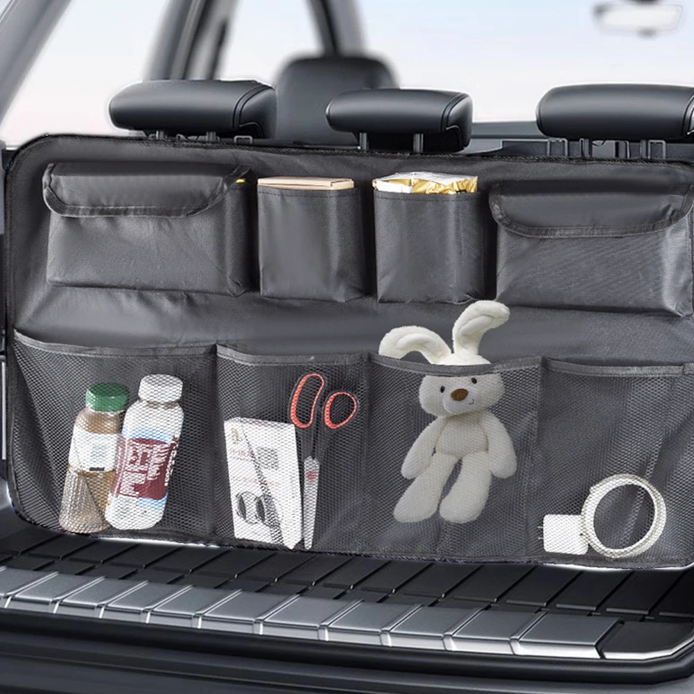

Car Seat Back Storage Bag Adjustable Hanging Auto Trunk Organizer High Capacity Mesh Pocket Car Organizer Bag Car Accessories