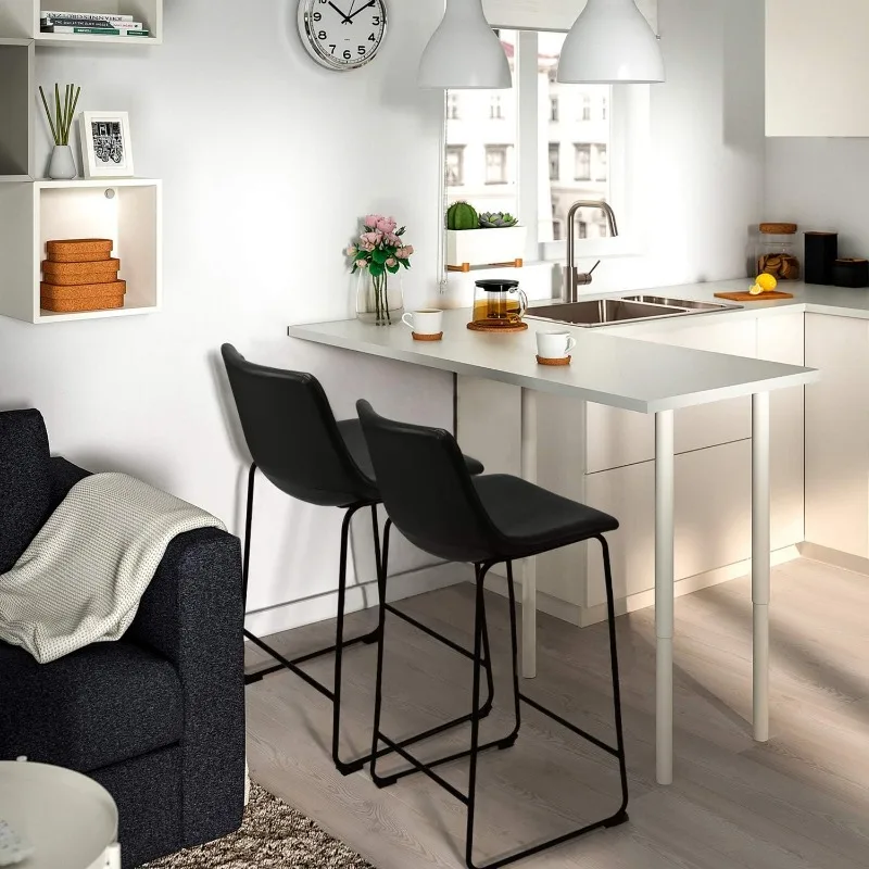 PU Leather Counter Height Bar Stools com Costas, Modern Pub Stools para Rustic Bar, sem braços, 26 ", conjunto de 2