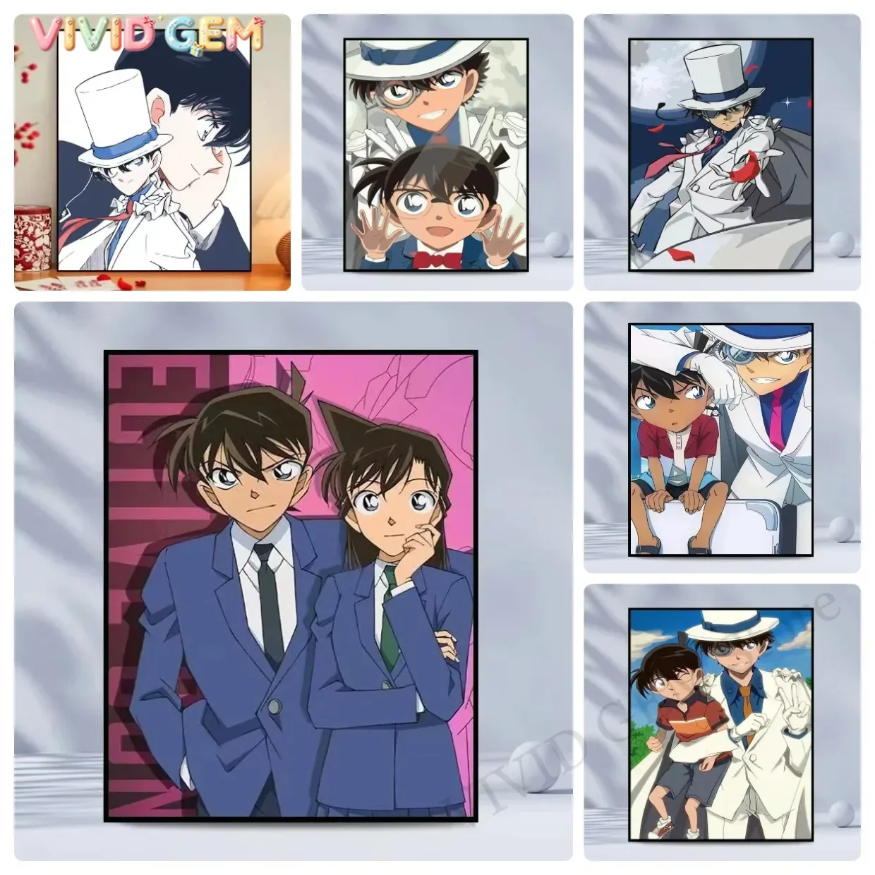 VIVID GEM Diamond Painting Detective Conan Japanese Anime Diamond Mosaic Handmade Art Exquisite Creative Gift Home Decoration