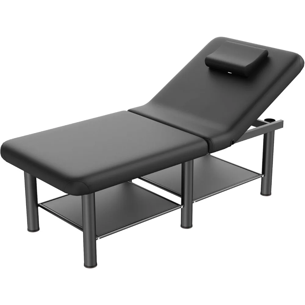 

Folding fixed massage table with backrest and treatment table storage space, therapy table, hydrotherapy facial bed
