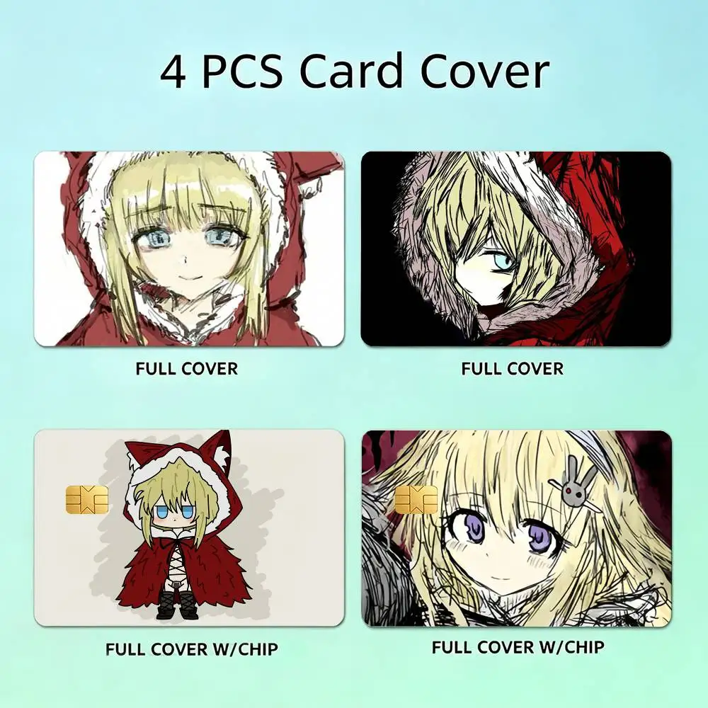 Game B-Black Souls Anime 4pcs 1Set Laser Holographic Sticker Skin Cover for Credit Bank Debit Card