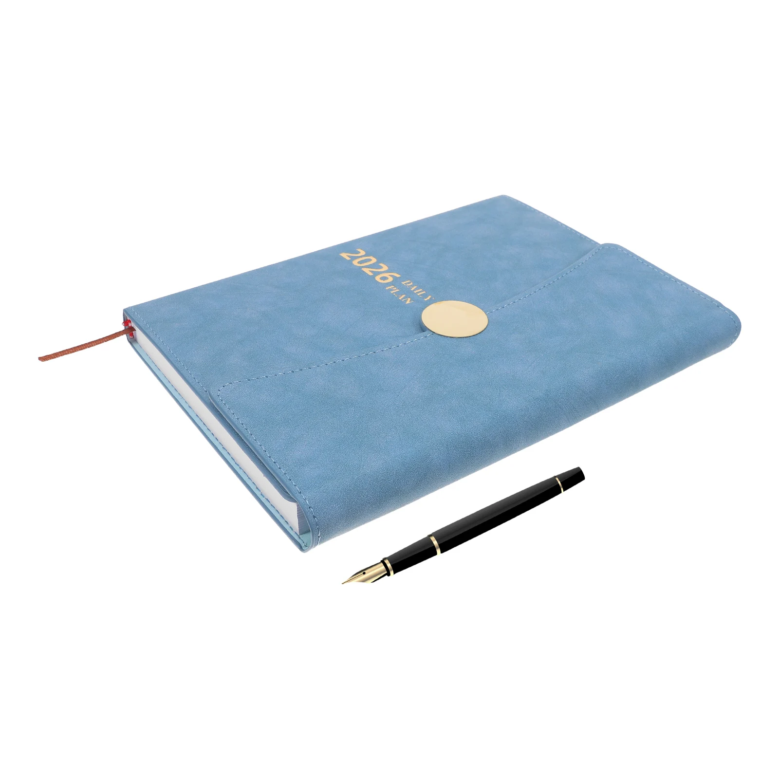 

Daily Schedule Planner Notebook PU Cover Sky Blue Monthly Index Bookmarks Work Organizer Diary Task Planner Student