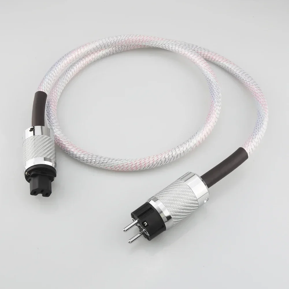HIFI 9/12/15 cores Schuko كابل الطاقة الاتحاد الأفريقي/الولايات المتحدة/الاتحاد الأوروبي سلك الطاقة مع قابس ألياف الكربون لمضخم الصوت مشغل أقراص مضغوطة