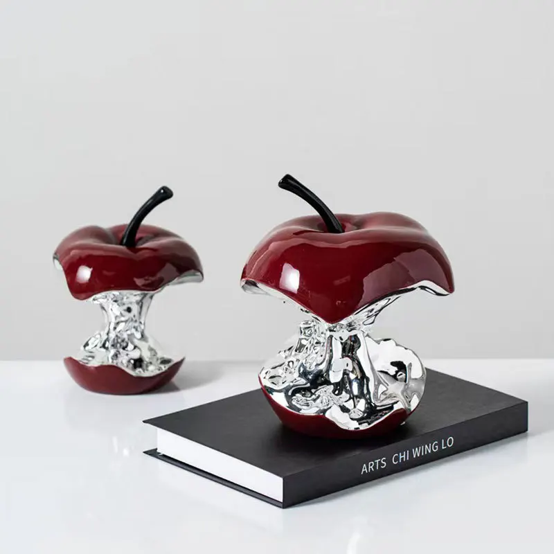 Electroplating Art Resin Carving Apples, Pear Statues, Living Room Decoration, Fruit Model Sculpture Crafts, Home Decoration