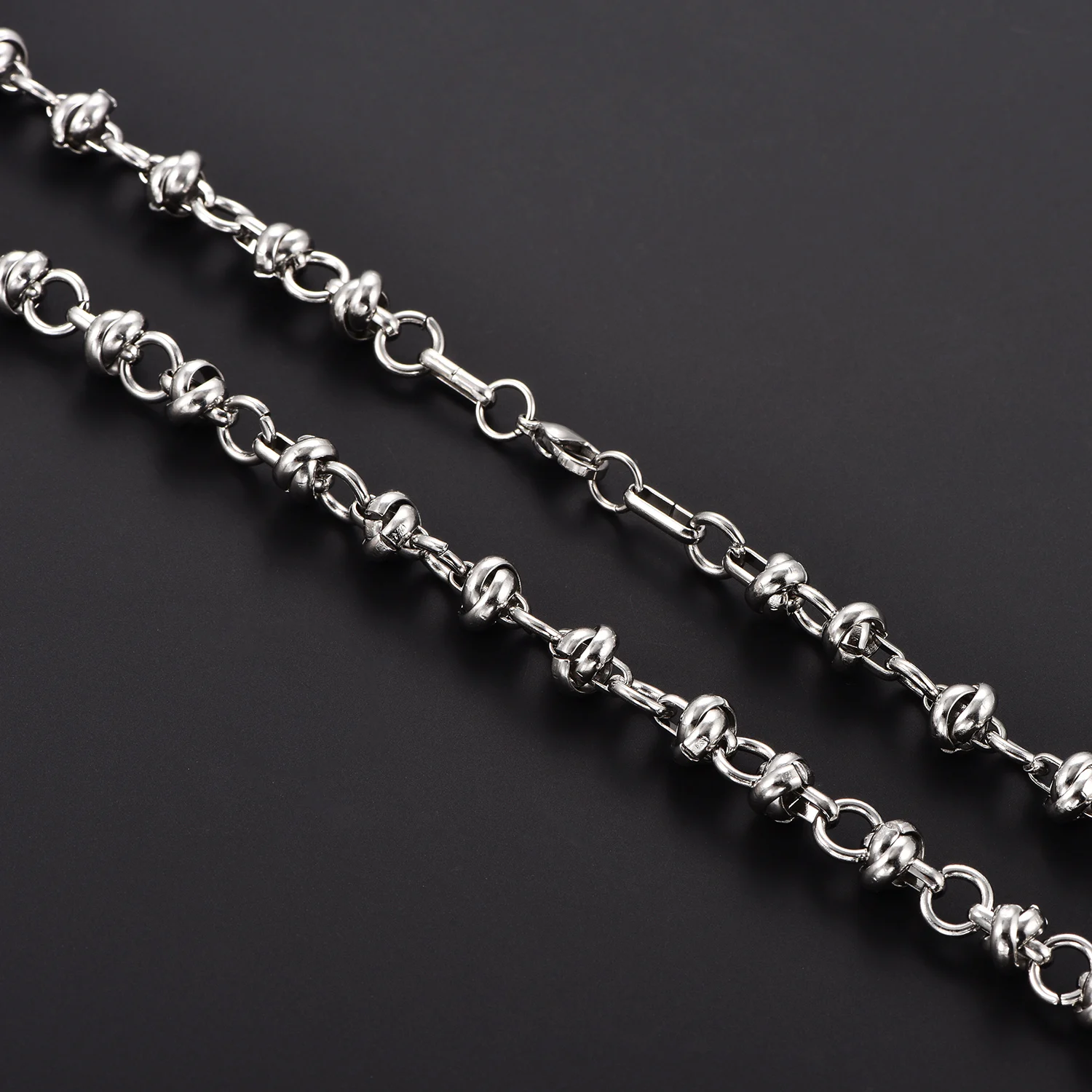 8MM Chunky Link Knoten-Handkette aus Edelstahl, Kreatives Perlen-Knoten-Armband, Personalisierter Party-Schmuck – Detail 2
