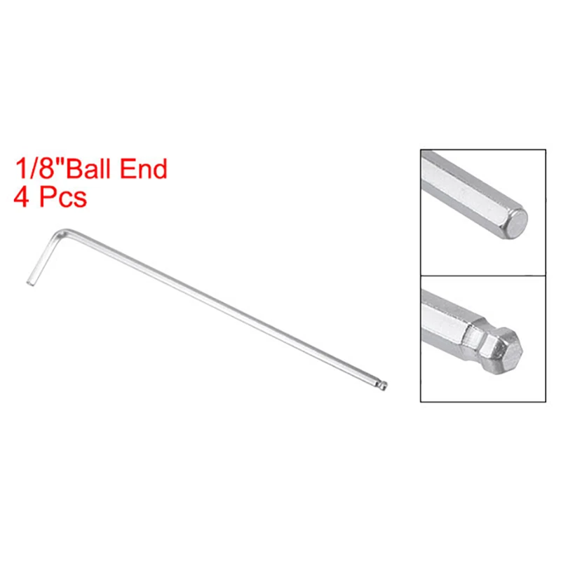 4pcs L Shaped Ball End Long Arm Hex Key Wrench CR-V Repairing Tool SAE  Hand Tools