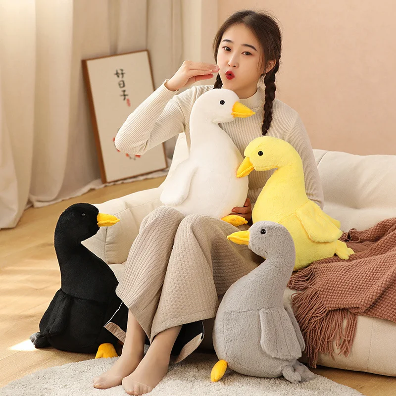 30/40cm Black Goose Plush Toys Big Yellow Duck Doll Stuffed Animal Sleeping Pillow Cushion Christmas Gifts for Kids and Girls