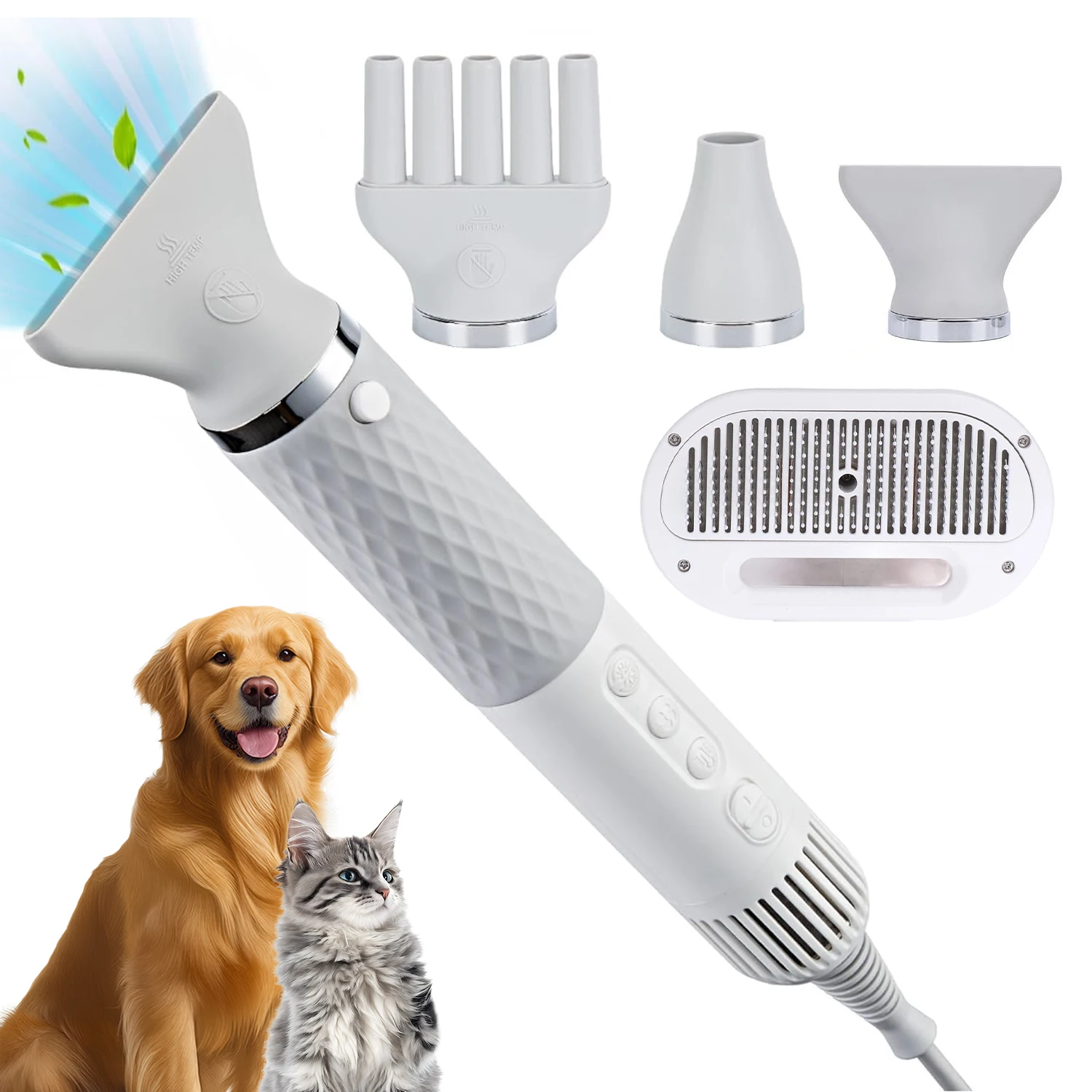 Portable Pet Hair Dryer Dog Grooming Blower -High Velocity Quiet Lightweight 1.2lbs with 3 Speeds for Home Travel Grooming