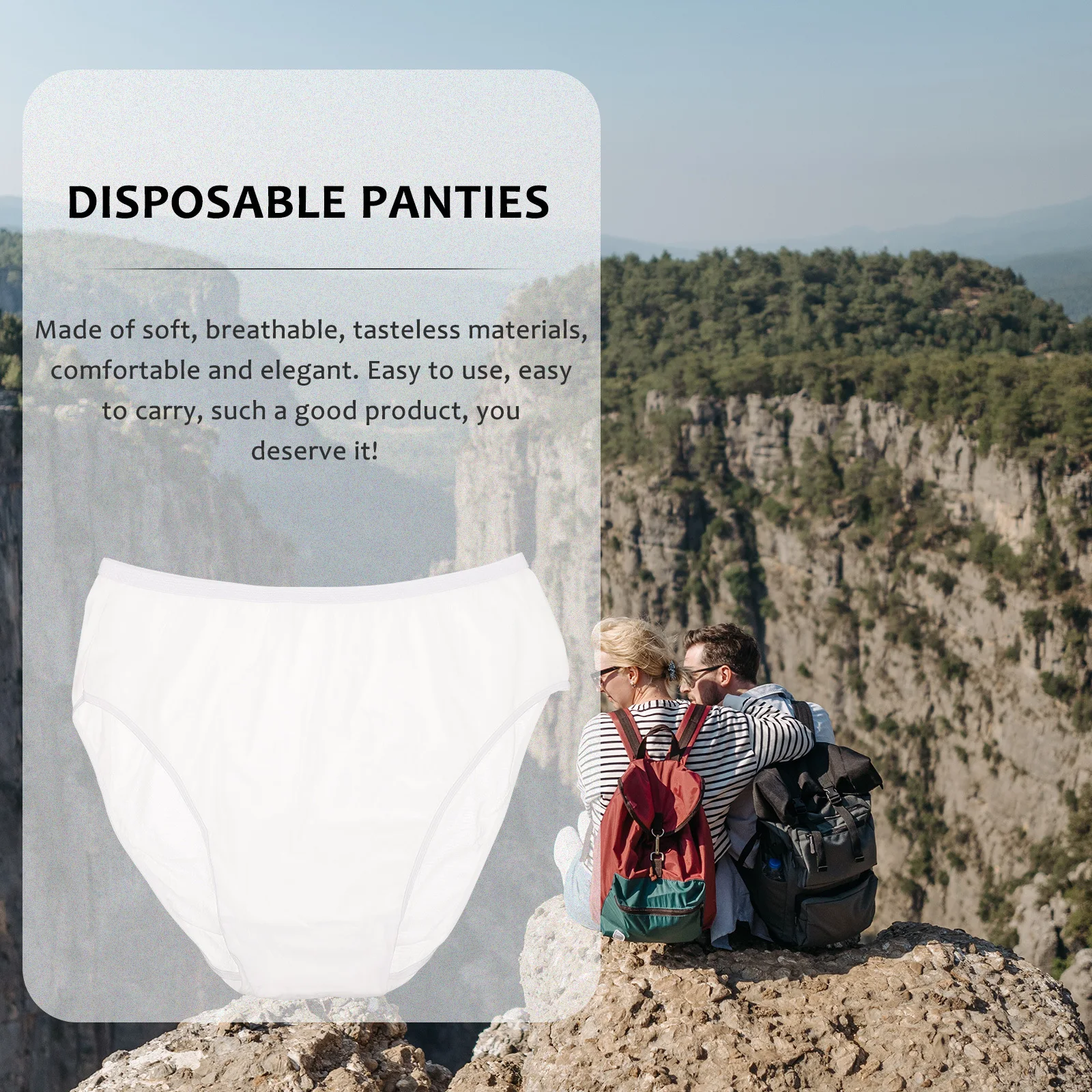 

10pcs White Disposable Underwear for Men Pure Cotton Briefs Travel One Size Fits Most 150 170 Pounds Portable Lightweight