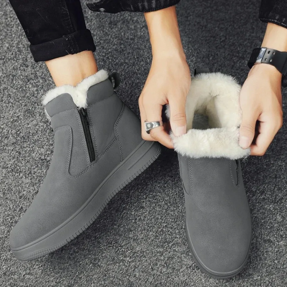 

Winter Men Boots Thick Fleece Warm Men Snow Boots Outdoor Non-Slip Cotton Shoes Fashion Comfor Men Ankle Boots Botas Para Hombre