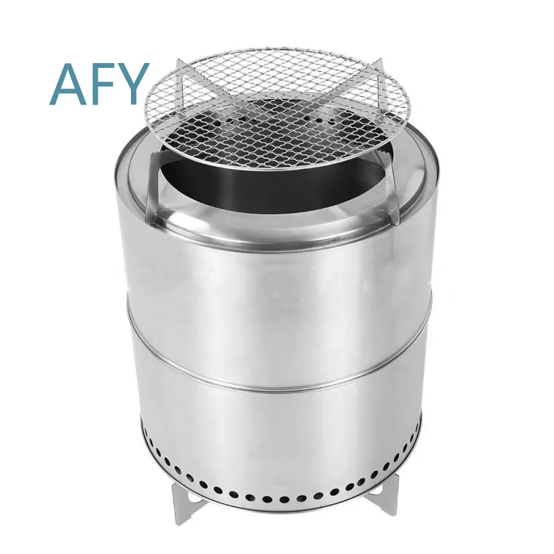 Outdoor Wood Burning Stove for Camping Backpacking Hiking Bonfire Heating Grill BBQ Split Stainless Steel Fire Pit for