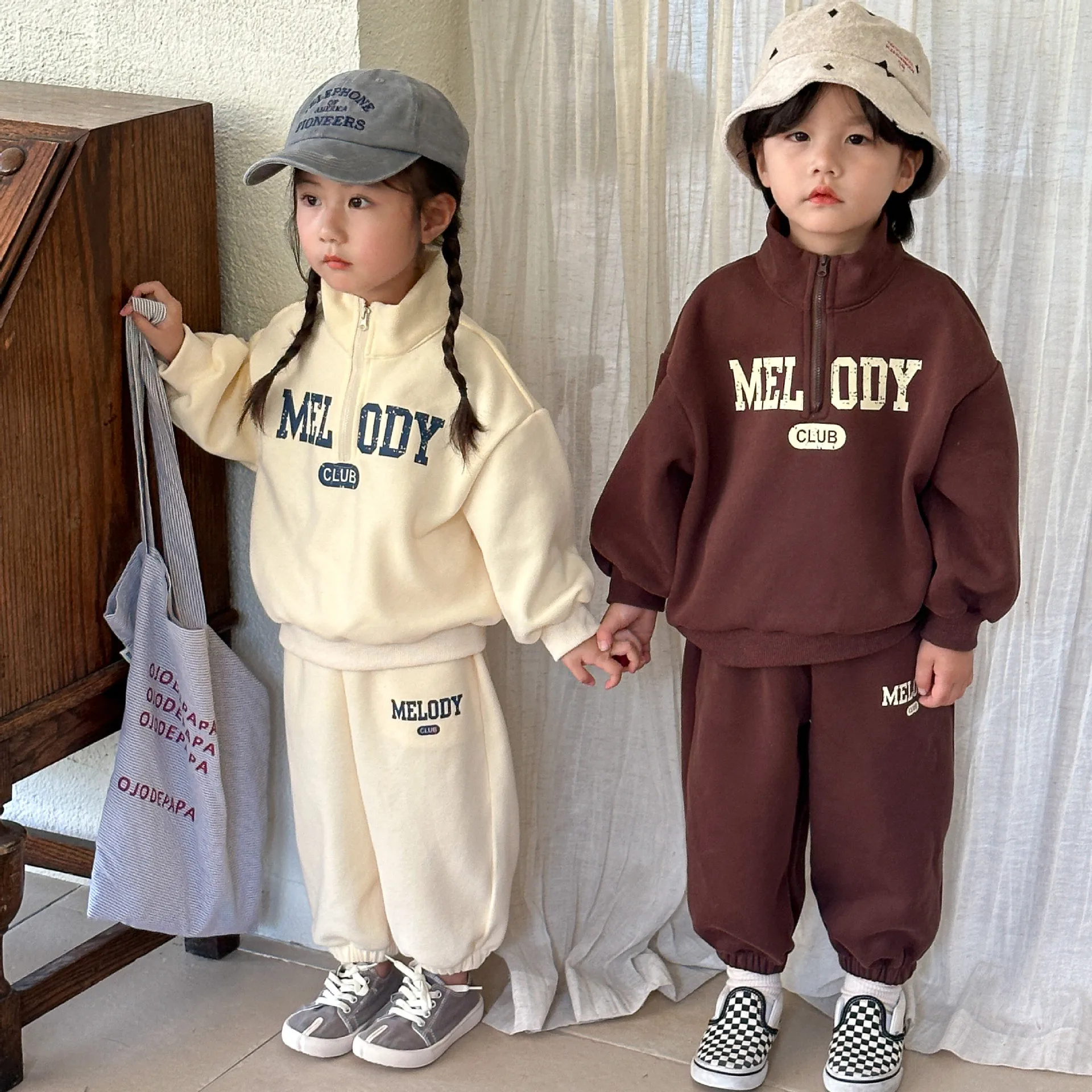 2024 Autumn New Children Sports Set Boys Girls Letter Print Sweatshirt + Sweatpants 2pcs Suit Kids Casual Versatile Baby Outfits