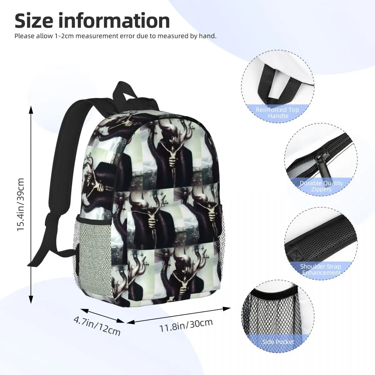 HR Giger Satan Backpack Student Boys Girls BookBag Men Women School Bag Computer Shoulder Bags