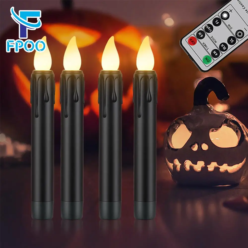 

LED Electronic Candles with Flickering Flame,Led Light With Timer Remote,For Home Decor,Christmas,Holiday,Black Led Candle Lamp