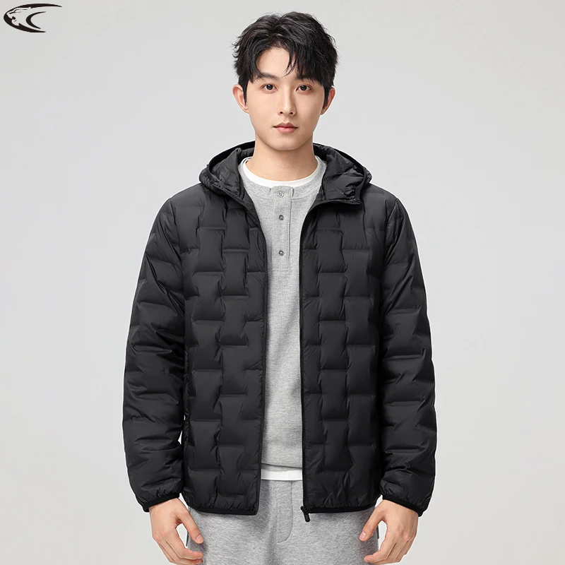 

LNGXO Men's Winter Down Jacket Climbing Camping Hiking Lightweight Padded Jackets Waterproof Windproof Warm Hooded Windbreaker