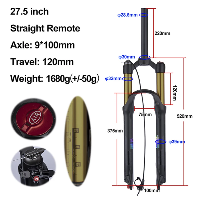 BOLANY マウンテンバイクフォーク 120mm サスペンション 26/27.5/29インチ