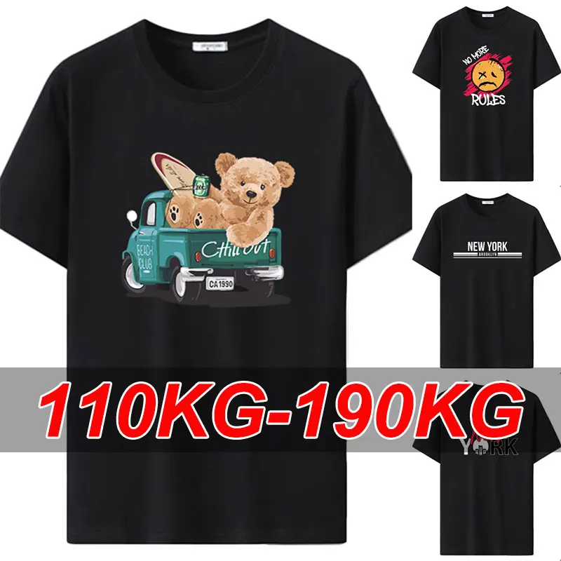 

Мужская летняя футболка больших размеров 1XL-7XL, футболки с короткими рукавами с героями мультфильмов, топы 110–180 кг, хлопковая футболка, мягкая дышащая мужская одежда