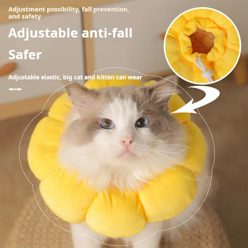 Sunflower Elizabeth Circle Pet Collar Cat Anti-Shedding, Neutering Anti-Licking Head Cover