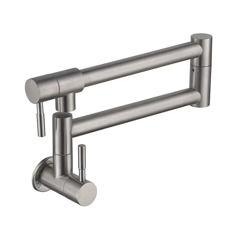 Modern Stainless Steel Kitchen Faucet 4-Point 3-Point Cleaning Foldable Rotating Wall Mount Double Opening Cold Stove Faucet