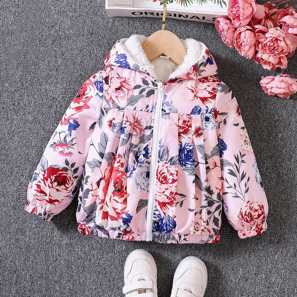 

2025 Kids Girls' Winter Hoodie Jacket &Coat Long Sleeve Outerwear with Zipper Baby Girls Thick Clothes For 2 3 4 5 6 7 Years
