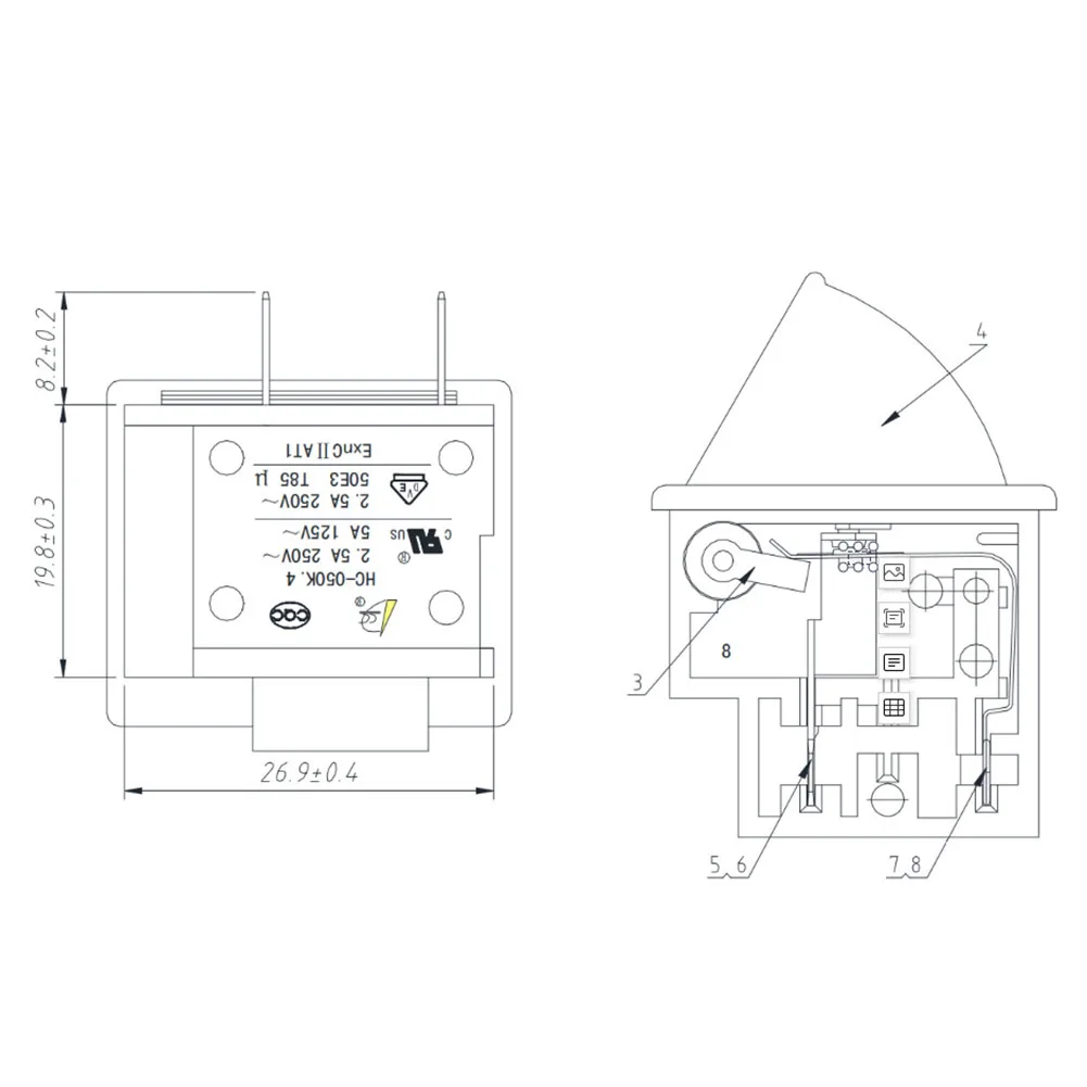 AC250V Switch 3-Pin Door Switch Equipment Life Maintenance No Manual Intervention For Kitchen Anti-tilt Switch