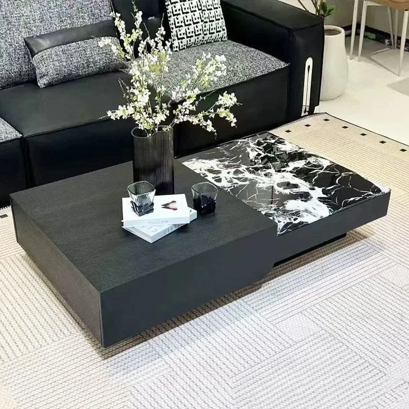 Black super crystal stone small apartment living room household marble coffee table