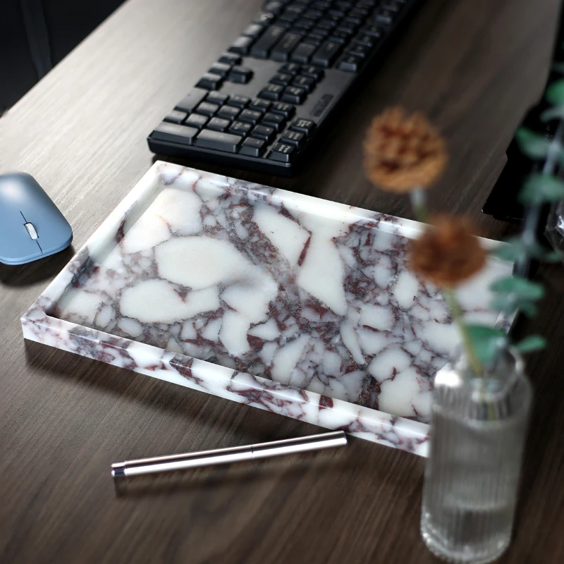 Natural Calacatta Viloa marble square tray creative home desktop fruit tray bathroom cosmetics storage decoration ornament