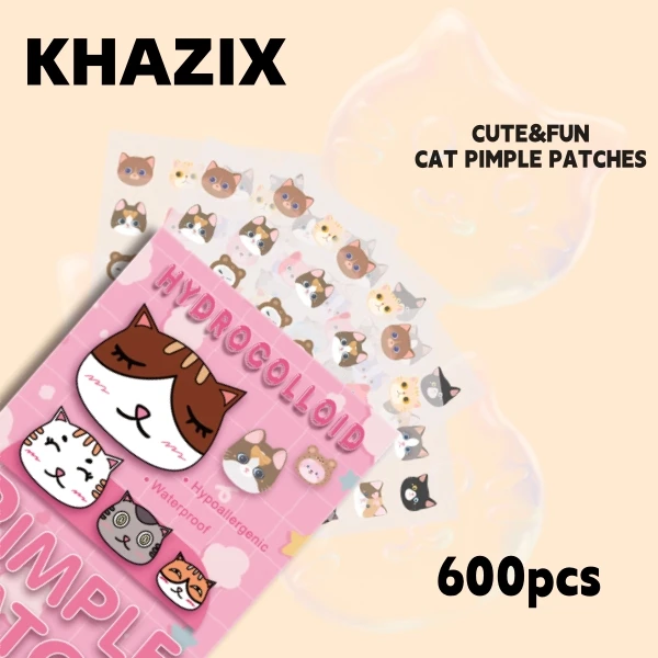 رقع حب الشباب بحمض الساليسيليك - ملصقات غير مرئية ولطيفة على شكل قطة لمحاربة البثور وتهدئة البشرة