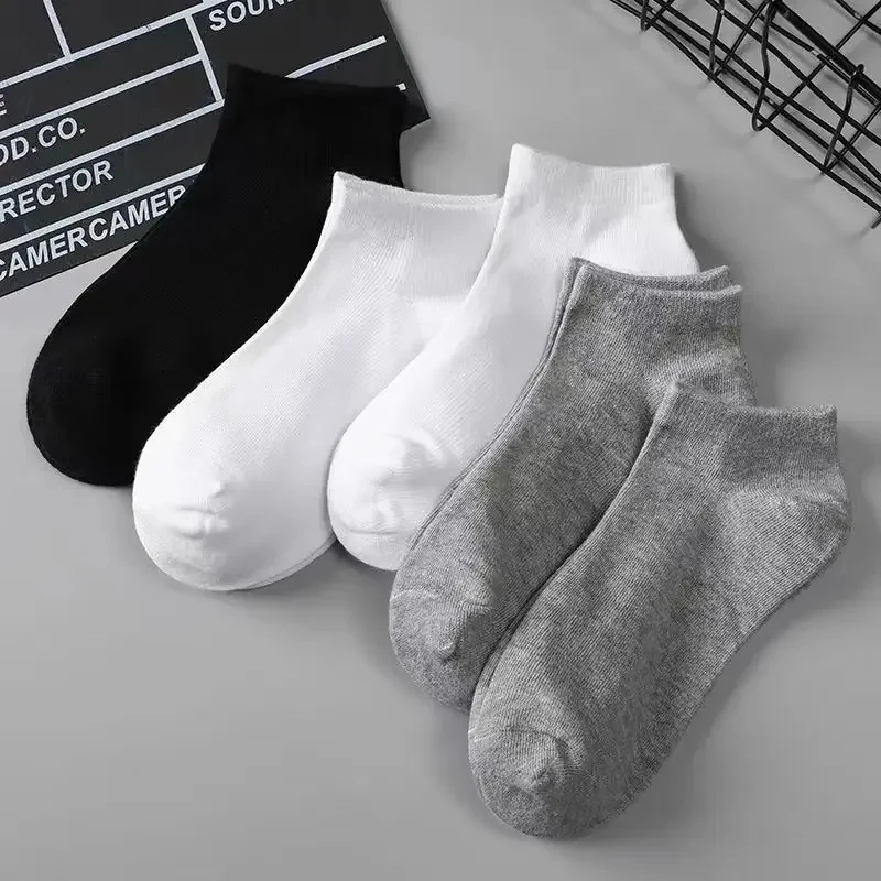 5/10/20 Pairs Breathable Simple Solid Boat Socks Soft Black White Invisible Short Low Cut Ankle Socks High Quality Cotton Socks