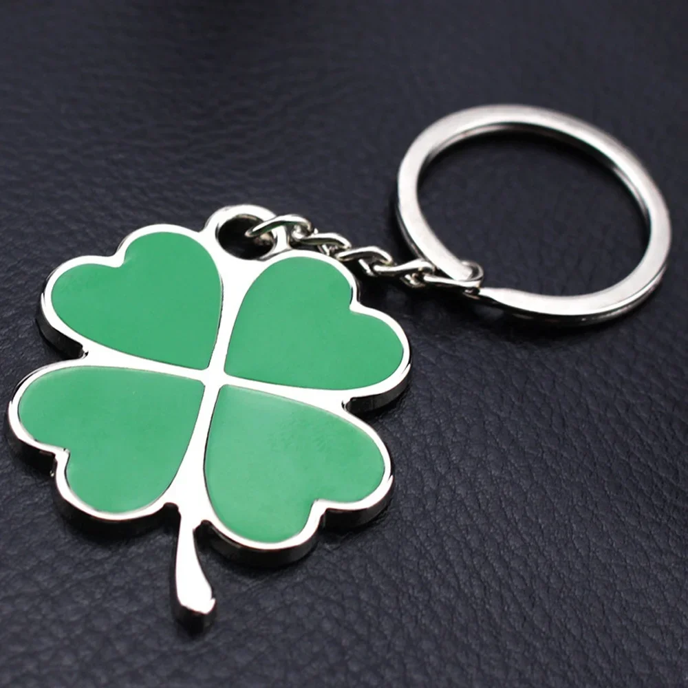 Fashion Lucky Four Leaf Clover Keychain Key Chain Metal Keyrings Green Shamrock Charm Cute Car Jewelry