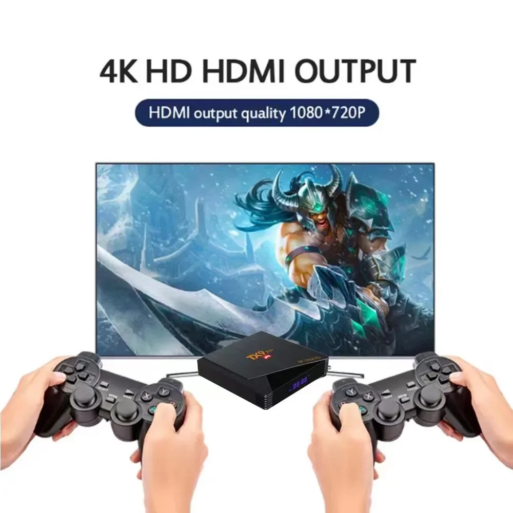 HaaYot Retro Game Console & Android Smart TV Box 2 in 1 9000+ Games Box with 3D Games Pad 64G Media Player Box 4K Youtube