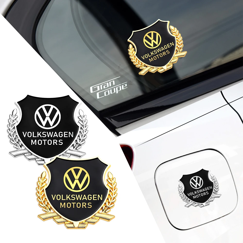 1pc Gold and silver metal stickers for car decoration auto accessories For Volkswagen VW GOLF Polo Tiguan GTI PASSAT TSI MK5 MK6