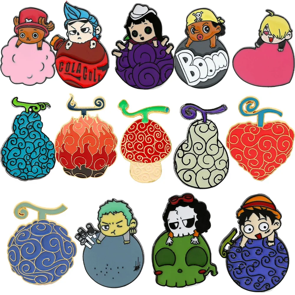

14 Pcs Anime Cartoon Cute Brooch Creativity Luffy Zoro Chopper Character Enamel Pins Badge Clothes Jewelry Accessories Gift
