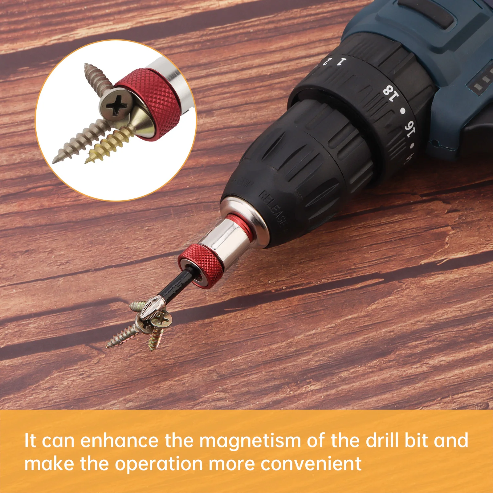 Tête de porte-embout de tournevis, anneau magnétique pour tournevis hexagonal de 1/4 pouces et embouts électriques de 6.35mm, support d'anneau de magnétiseur amovible