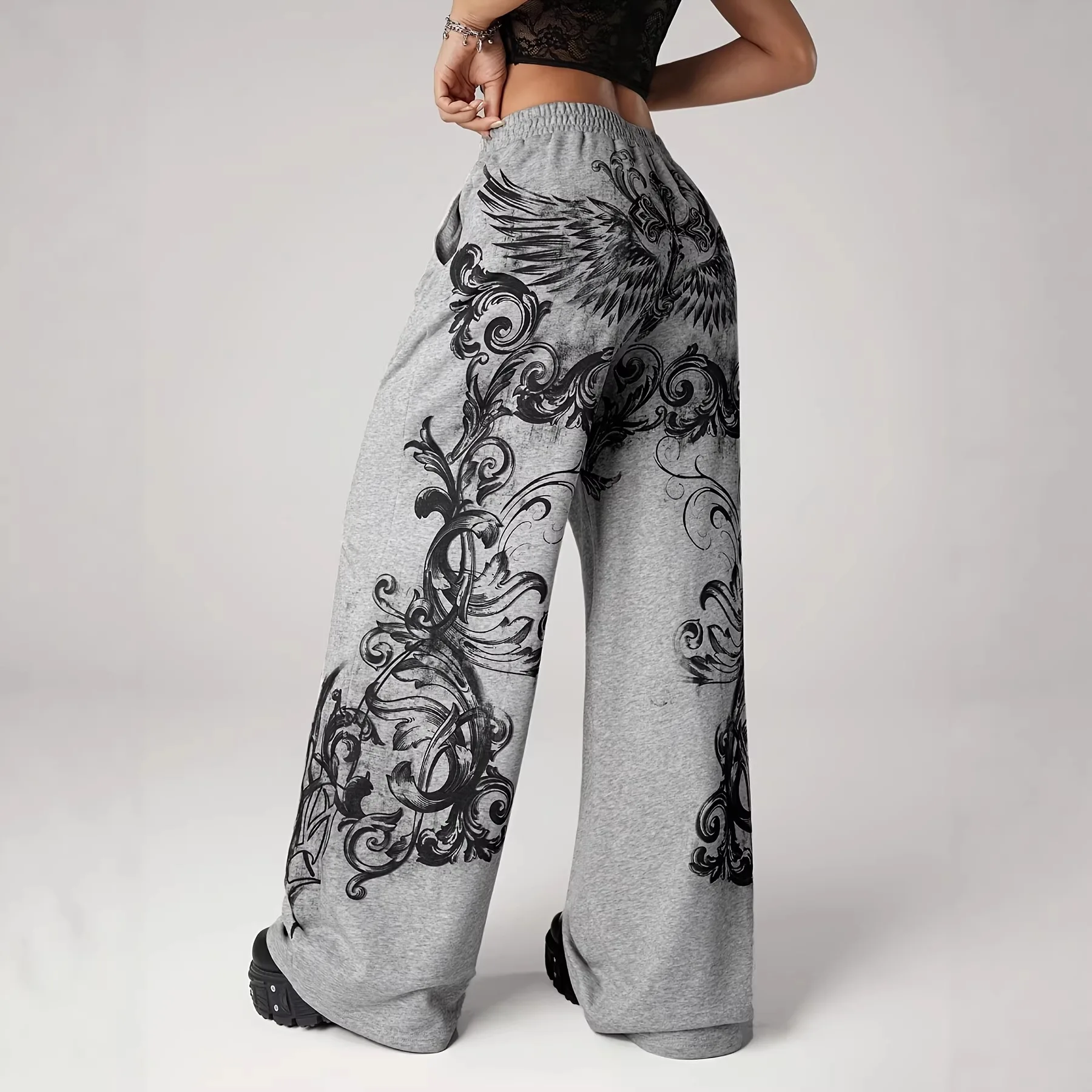 Retro Street Fashion Printed Casual Pants Sweatpants Men's and Women's Loose Sports Straight Leg Pants