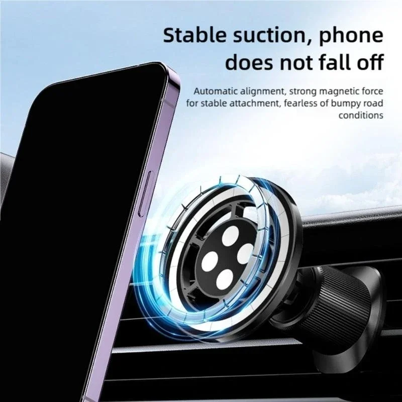 

360 Degree Rotating Vehicle Vent Phone Holder Stand Support N52 Magnets Construction Enhancing Stability During Driving 896C