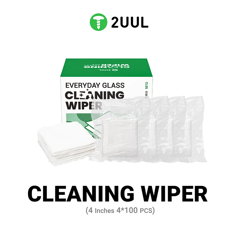 

2UUL CL05 повседневные салфетки для чистки стекол (4x100 шт./кор.) одноразовая пылезащитная ткань для чистки стеклянных линз, электроники