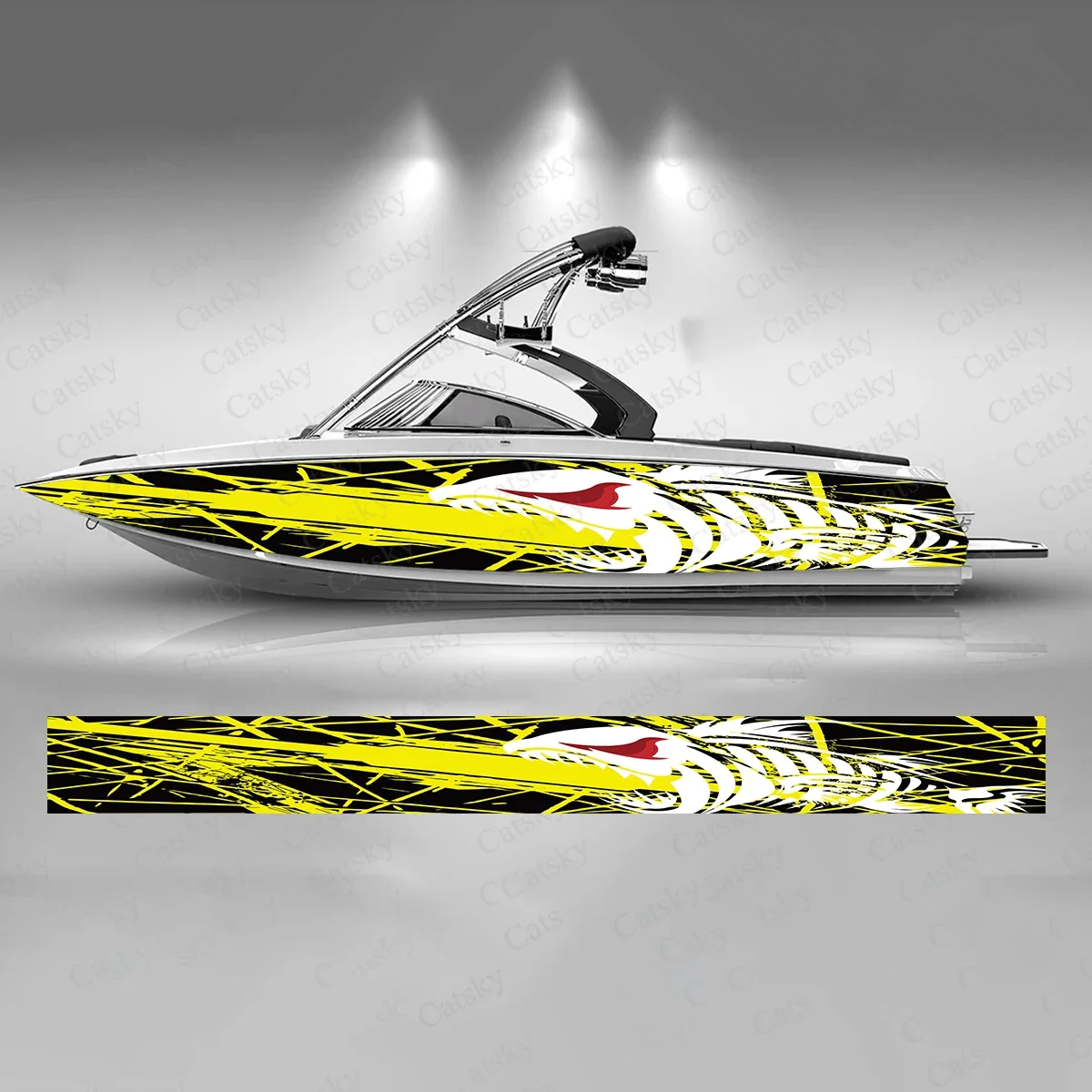 Fierc Horror Fish Bones Sharp Colorful Splash Boat Sticker Vinyl Ship Pontoon Deck Boat Fishing Decorative Pontoon Boats Decal