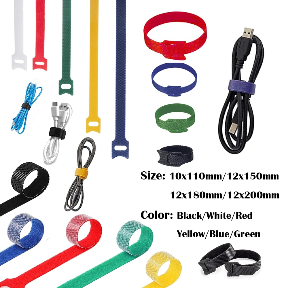 25pcs Reusable Cable Ties, Releasable Wire Management Straps for Earphones Mouse Cables, Nylon Organizer Ties Quick Release