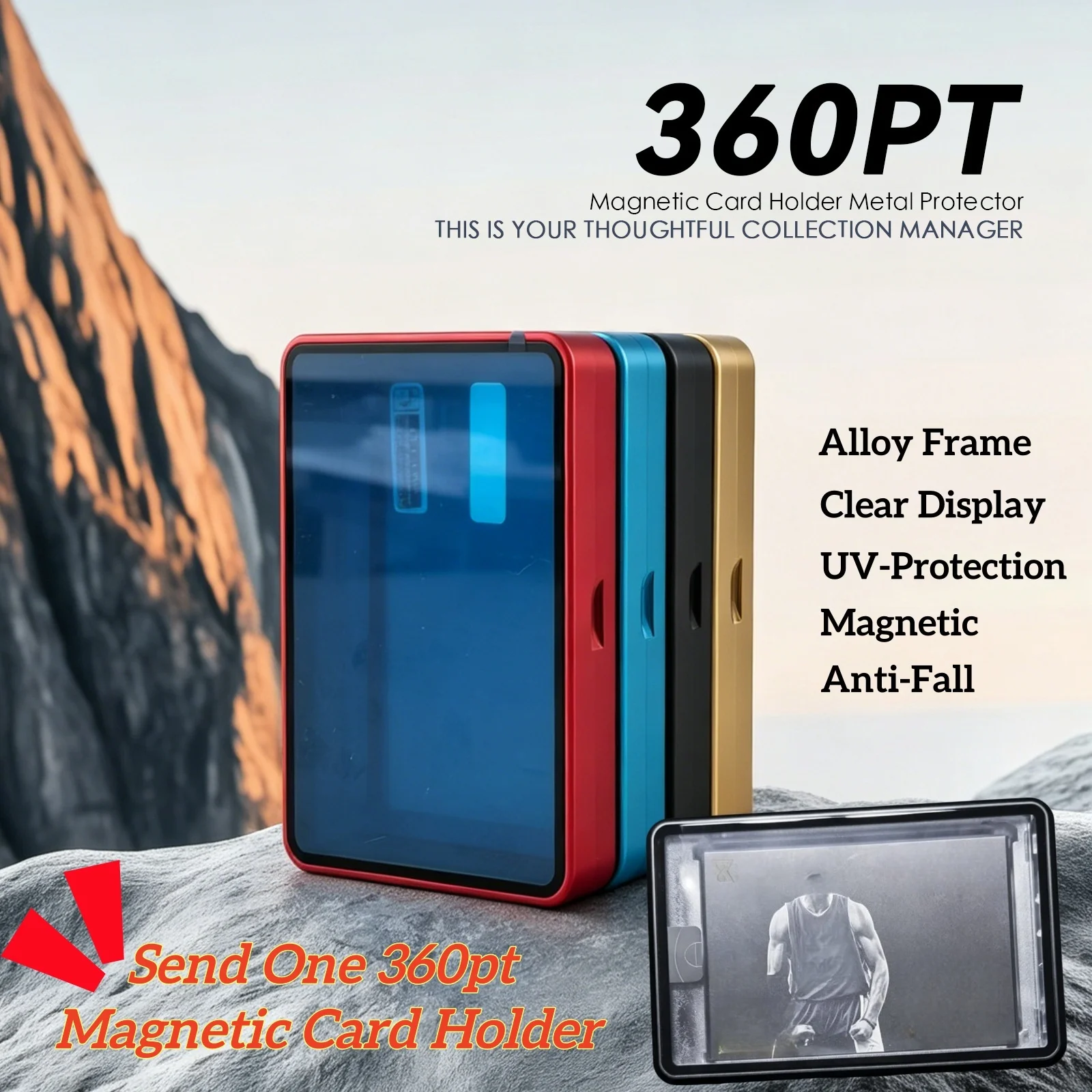 

Aluminum Alloy Magnetic Card Display Case for 360PT Thick Cards Holder UV Protection TCG Sports Collector Storage Display Box
