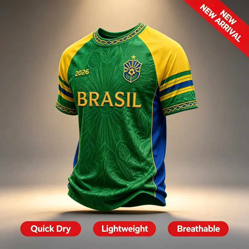 2026 New Brazilian Flag 3D Print Football Jersey Fan Friendly Sports Training Quick Drying T-shirt Parent-child Comfortable
