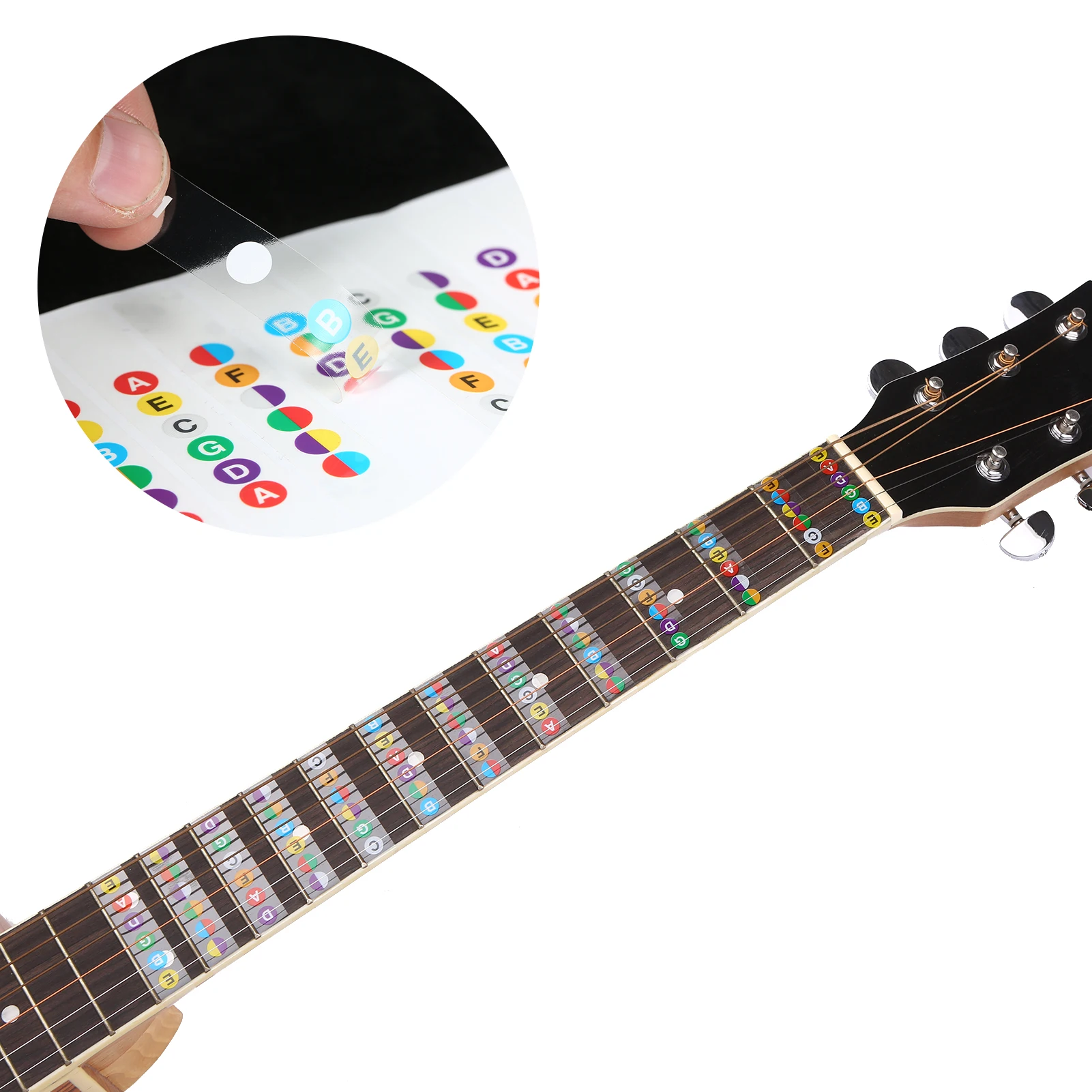 Pegatinas para diapasón de guitarra, calcomanías de notas para diapasón, etiqueta de escala Musical para principiantes de guitarra eléctrica acústica de 6 cuerdas, 2 uds.
